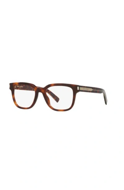 Saint Laurent 52mm Rectangle Optical Glasses In Brown