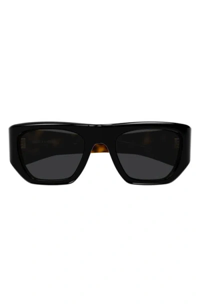 Saint Laurent 52mm Rectangular Sunglasses In Nero/nero