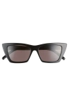 Saint Laurent 53mm Cat Eye Sunglasses In Bilayer Black/white/grey