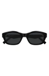 Saint Laurent 53mm Rectangular Sunglasses In Black