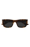 Saint Laurent 53mm Rectangular Sunglasses In Brown