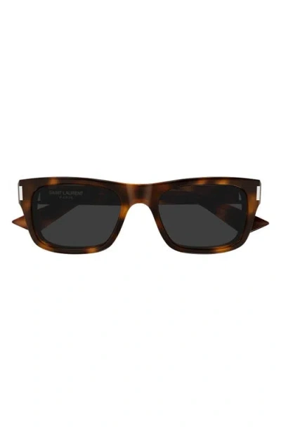 Saint Laurent 53mm Rectangular Sunglasses In Brown