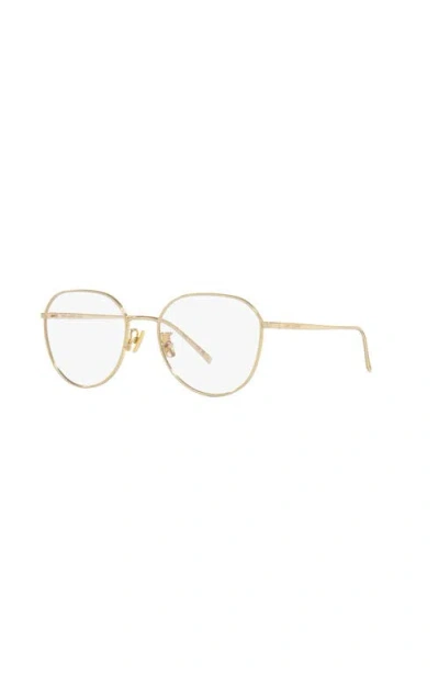 Saint Laurent 53mm Round Optical Glasses In Gold