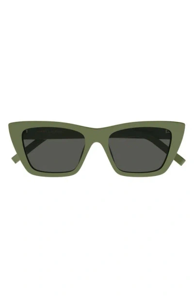 Saint Laurent Cat-eye Acetate Sunglasses In Shiny Solid Light