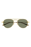 Saint Laurent 54mm Aviator Sunglasses In Shiny Light Gold
