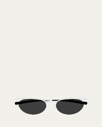 Saint Laurent 54mm Metal Aviator Sunglasses In White