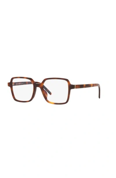 Saint Laurent 54mm Rectangle Optical Glasses In Brown