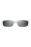 Saint Laurent Rectangular Metal Sunglasses In Silver