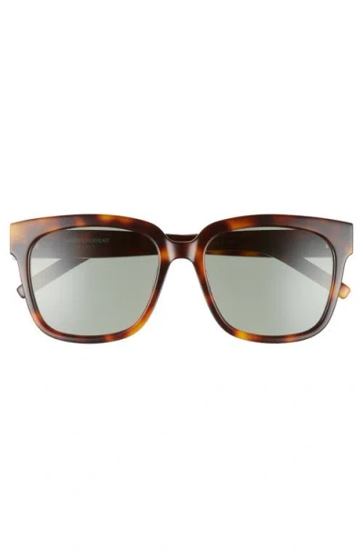 Saint Laurent 54mm Square Sunglasses In Havana/green