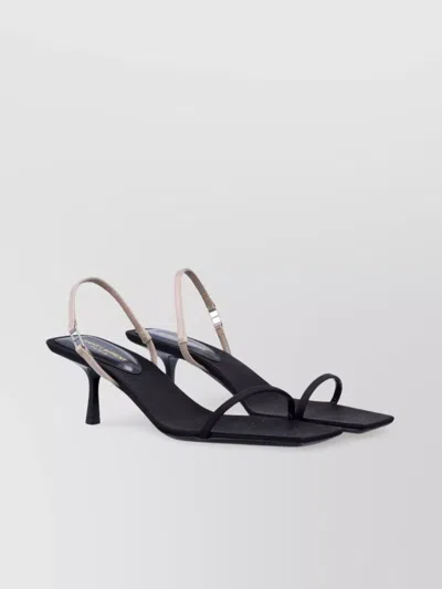 Saint Laurent Jaspe 55 Silk Slingback Sandal In Black