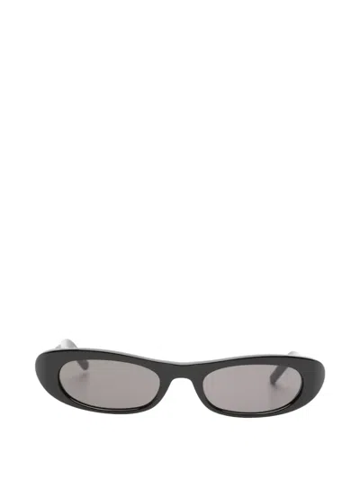 Pre-owned Saint Laurent 557 Oval-frame Sunglasses In Black