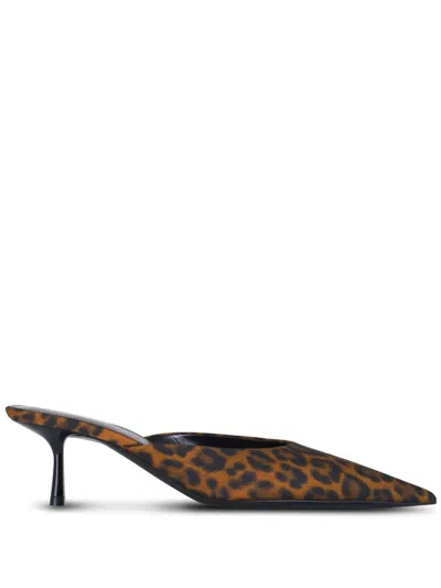 SAINT LAURENT 55MM BARBARA LEOPARD GROSGRAIN MULES