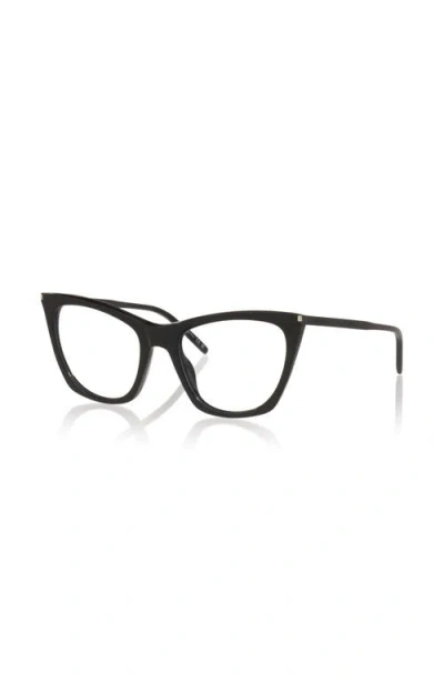 Saint Laurent 55mm Cat Eye Optical Glasses In Black