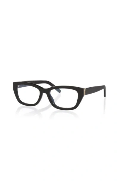 Saint Laurent 55mm Cat Eye Optical Glasses In Black
