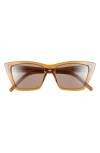 Saint Laurent Sunglasses With Cat-eye Frame In Nylon In Brown