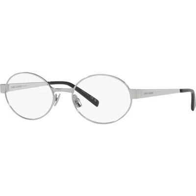 Saint Laurent 55mm Oval Optical Glasses In Silver