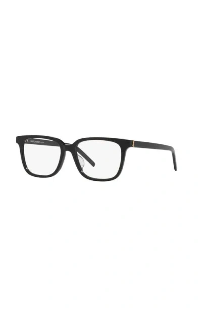 Saint Laurent 55mm Rectangle Optical Glasses In Black