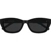 Saint Laurent 55mm Rectangular Sunglasses In Black