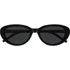 Saint Laurent 55mm Acetate Cat-eye Sunglasses In Black