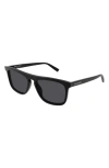 Saint Laurent 56mm Polarized Square Sunglasses In Black