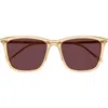 Saint Laurent 56mm Rectangular Sunglasses In Neutral