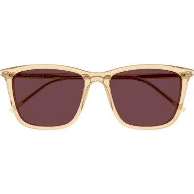 Saint Laurent 56mm Rectangular Sunglasses In Neutral