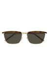 Saint Laurent 57mm Rectangular Sunglasses In Gold