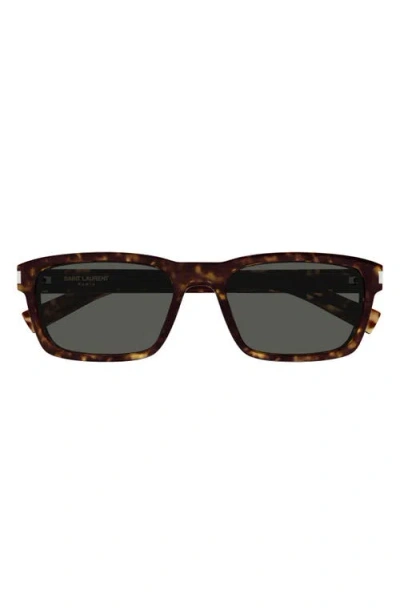 Saint Laurent Sl 789 Jacques Linea Corner Angle 002 Havana Crystal Grey Sunglasses In Brown