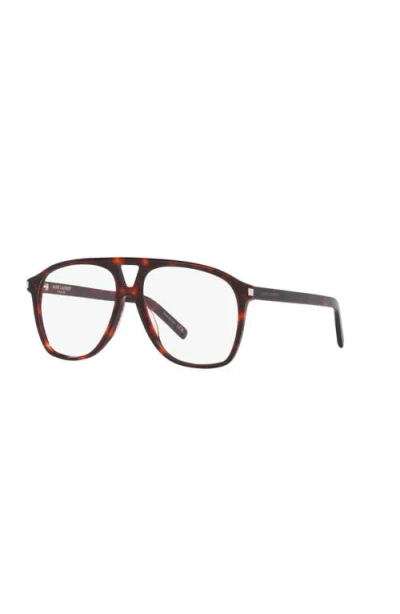 Saint Laurent 58mm Pilot Optical Glasses In Brown