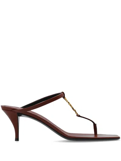 Saint Laurent Cassandre 60 Leather Sandal In Brown