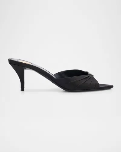 Saint Laurent 60mm Jerry Embellished Satin Crepe Mules In Black