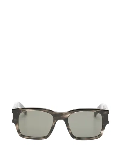 Pre-owned Saint Laurent 617 Logo-plaque Sunglasses In Gray