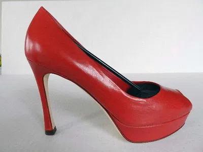 Pre-owned Saint Laurent 6556 Ysl, Yves  Palais 80 Pump Unicorno Rouge, Size 36.5 In Red