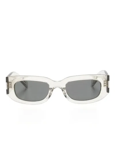 Saint Laurent 660 Rectangle-frame Sunglasses In Neutrals