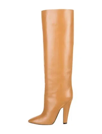 Pre-owned Saint Laurent 68 Tube Leather Boots In Brown