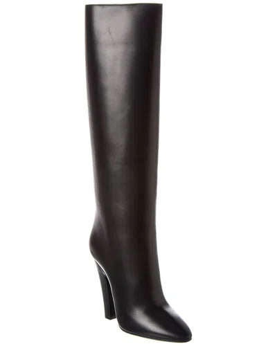 Saint Laurent Jane Leather Knee-high Boot In Black