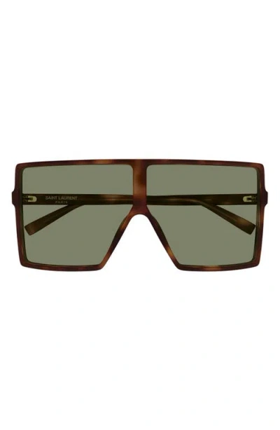 Saint Laurent 68mm Oversize Flat Top Sunglasses In Brown