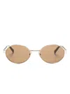 Saint Laurent 692 Oval-frame Sunglasses In 褐色