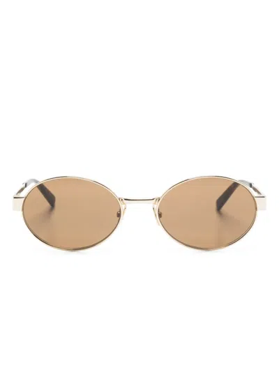 Saint Laurent 692 Oval-frame Sunglasses In 褐色