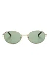 Saint Laurent 692 Oval-frame Sunglasses In Gold