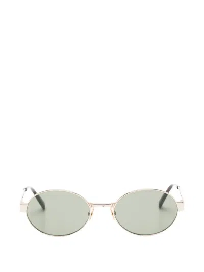 Pre-owned Saint Laurent 692 Oval-frame Sunglasses In Gold