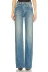 Saint Laurent Blue Cotton Flared Jeans In Blue