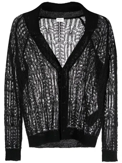 Saint Laurent 70's Mohair And Lace Gilet For Men In Noir