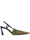 Saint Laurent Andree Embellished Satin Slingback Pumps In Gold