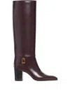 Saint Laurent 70mm Buckle-detail Calf-leather Boots In Red