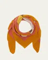 Saint Laurent 70s Flower Square Scarf In Tangerine/multicolor