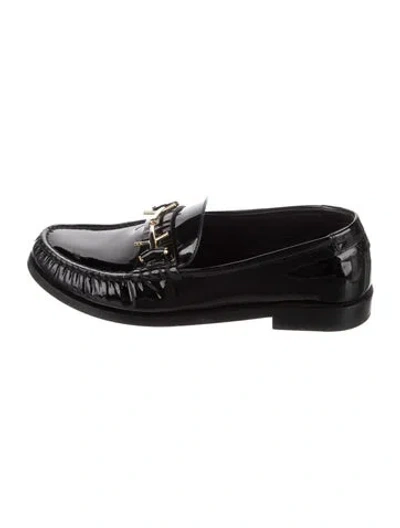 Pre-owned Saint Laurent 743774 Patent Leather Loafers In Black