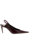 Saint Laurent 75mm Anne-marie Pointed-toe Slingbacks In Burgundy