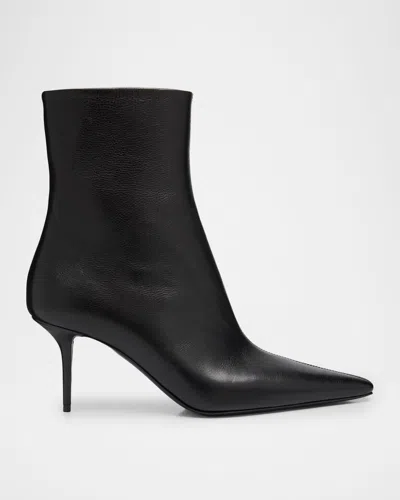Saint Laurent 75mm Ashley Leather Booties In Black