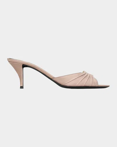 Saint Laurent 75mm Corvara Ysl Leather Mule Pumps In Pink